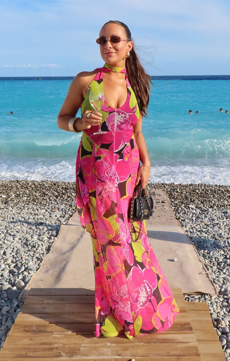 Show Me Your Mumu Katia Maxi Dress in Fuschia,Green