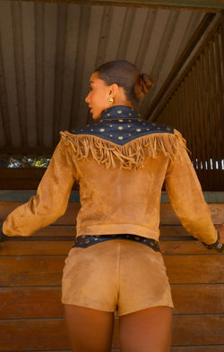 Wilson Jacket ~ Sepia Faux Suede Faux Leather