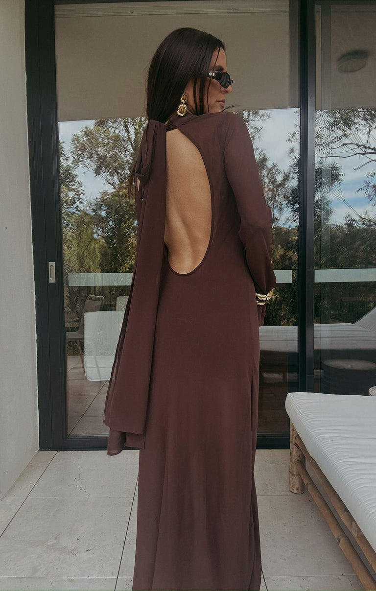 Brandi Maxi Dress, in Chocolate Chiffon | Show Me Your Mumu Brandi Maxi Dress, in Chocolate Chiffon | Show Me Your Mumu
