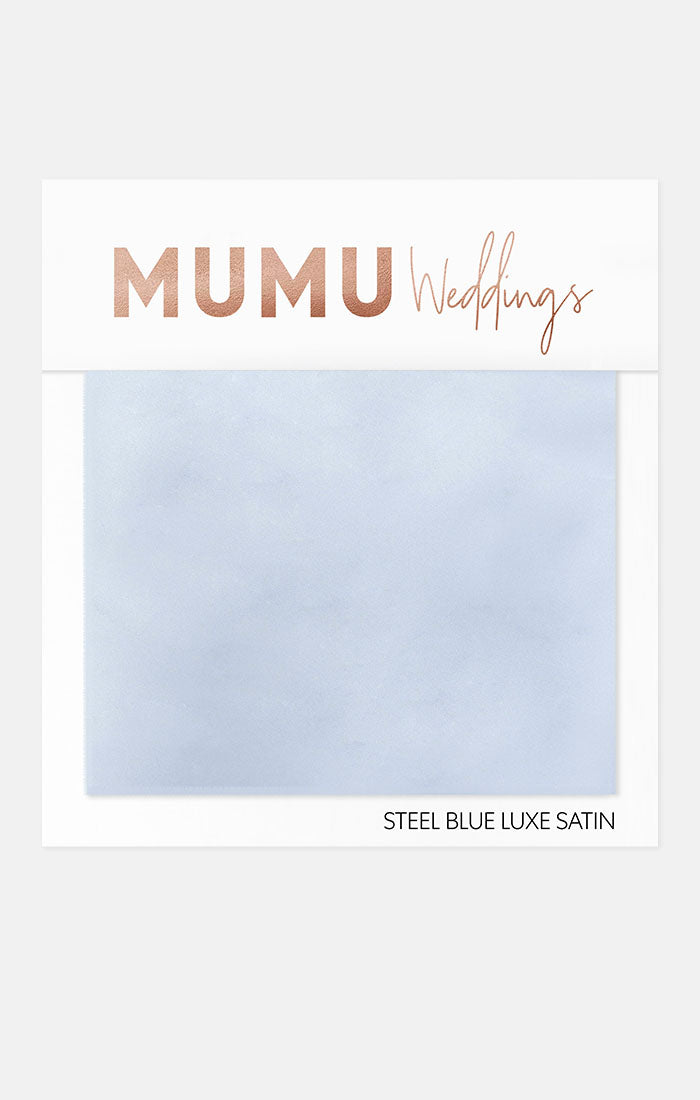Bridesmaid Fabric Swatch, in Steel Blue Luxe Satin | Show Me Your Mumu Bridesmaid Fabric Swatch, in Steel Blue Luxe Satin | Show Me Your Mumu
