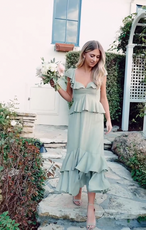 Reese Ruffle Dress ~ Moss Green Crisp Show Me Your Mumu Reese Ruffle Dress ~ Moss Green Crisp Show Me Your Mumu