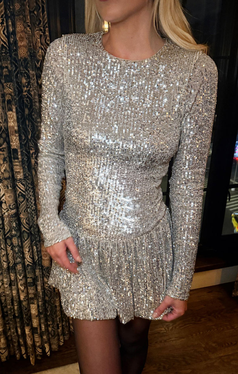 sachin and babi light blue dress Gold Rush sequined cocktail dress in silver - Jenny Packham main image 0