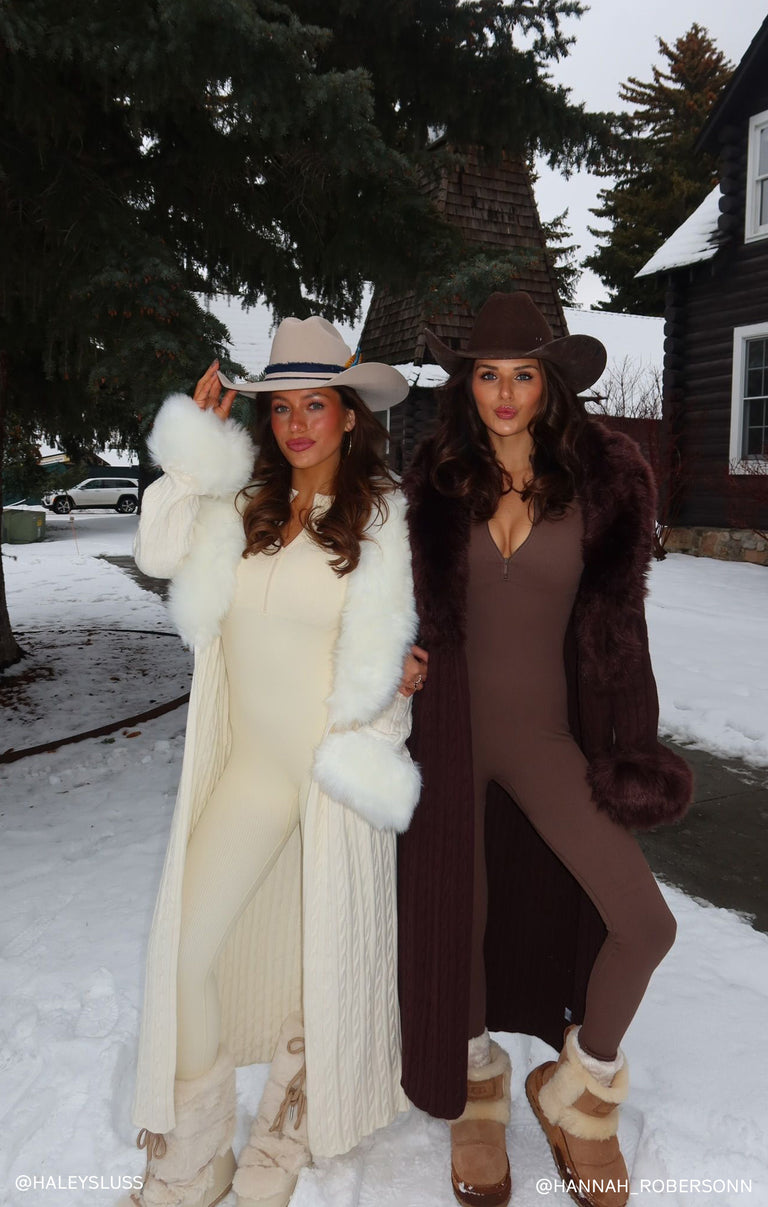 Stormi Cardigan ~ Chocolate Cable Knit with Faux Fur – Show Me