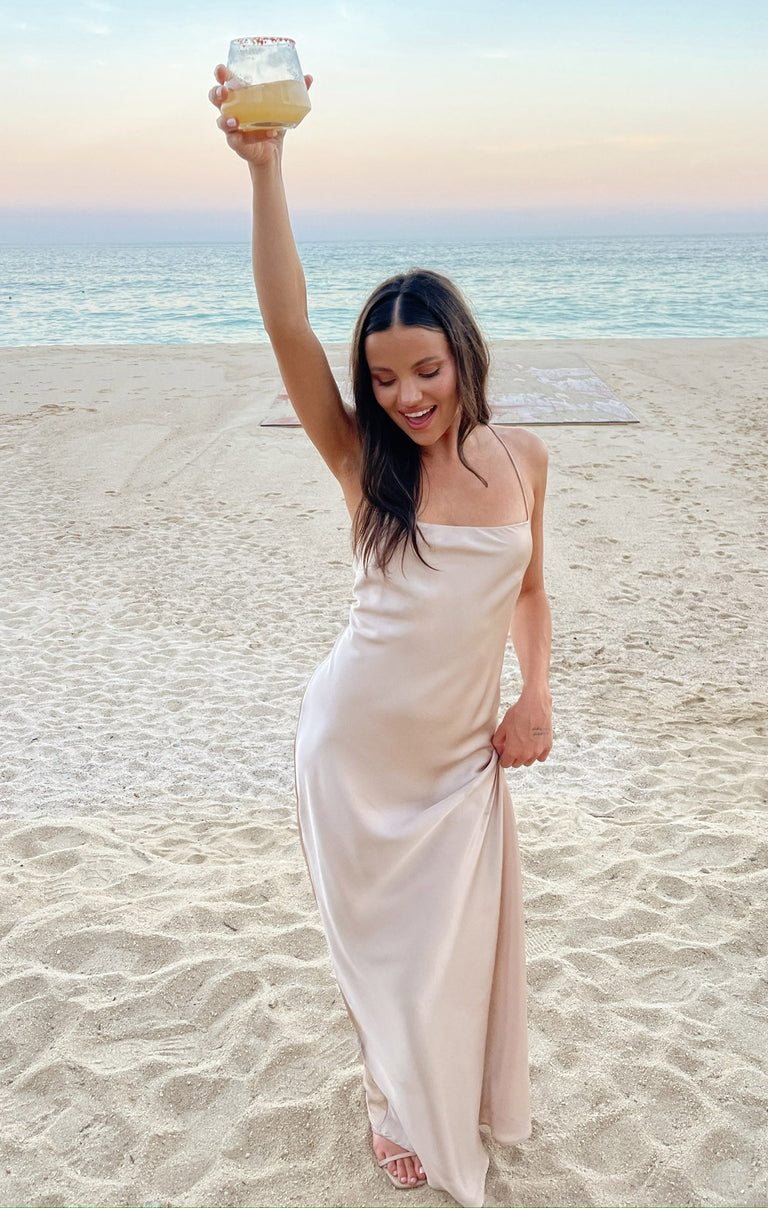 Dani Slip Dress ~ Champagne Luxe Satin S Dani Slip Dress ~ Champagne Luxe Satin S