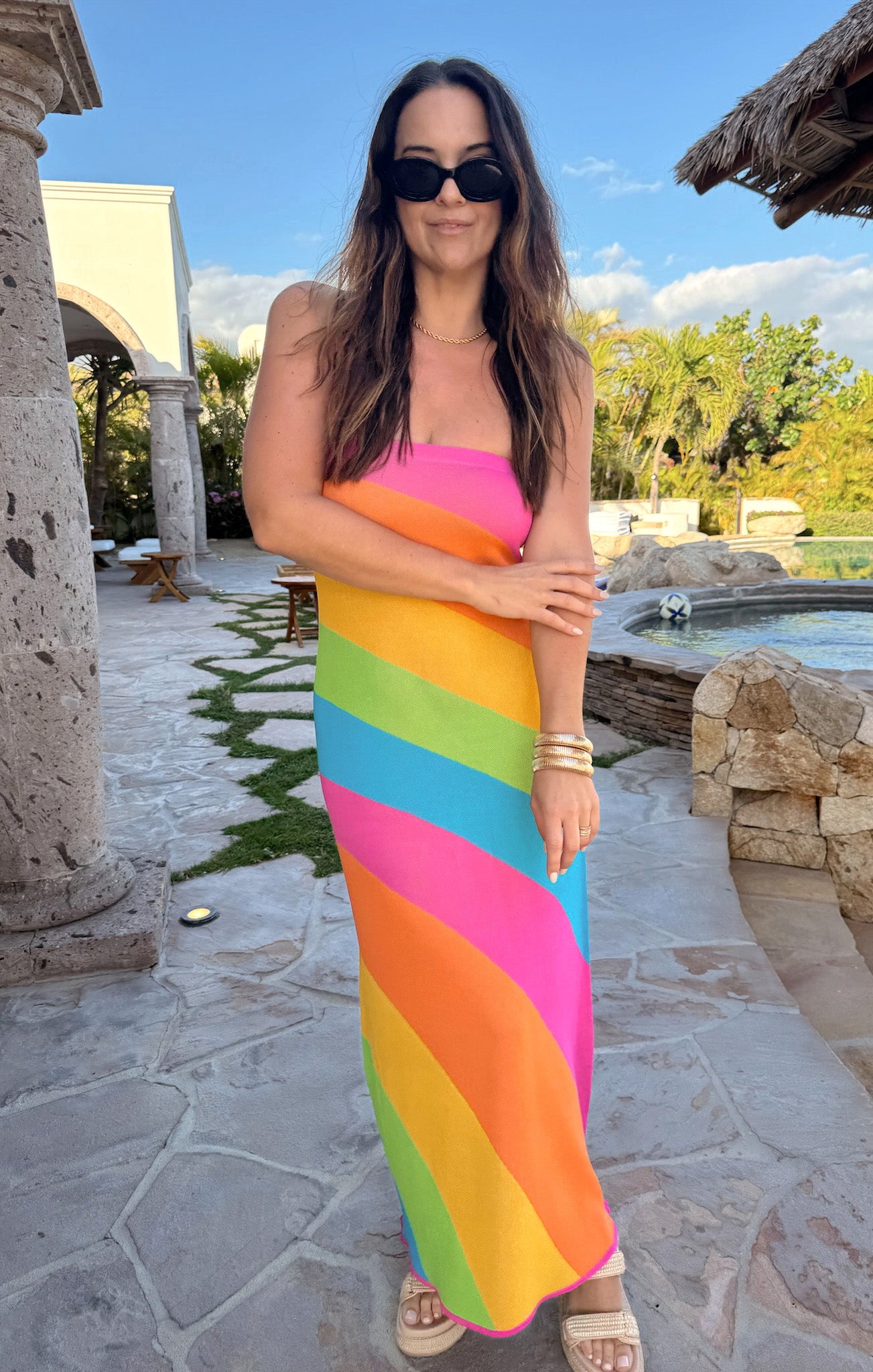 SHOW ME YOUR MUMU hot GET TWISTED MAXI DRESS SERAPE PARTY RAINBOW Medium