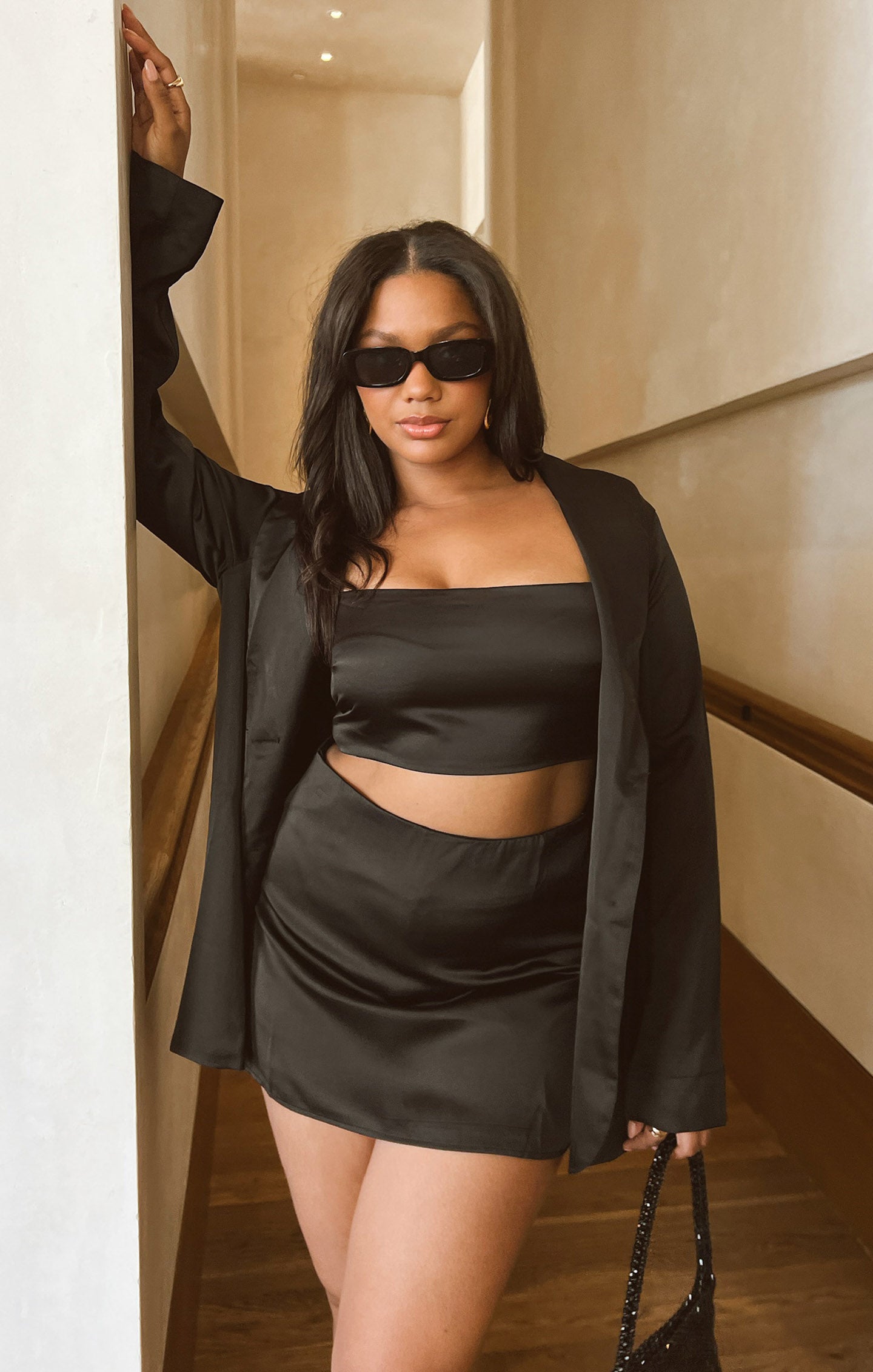 All Night Skort Black Luxe Satin XS