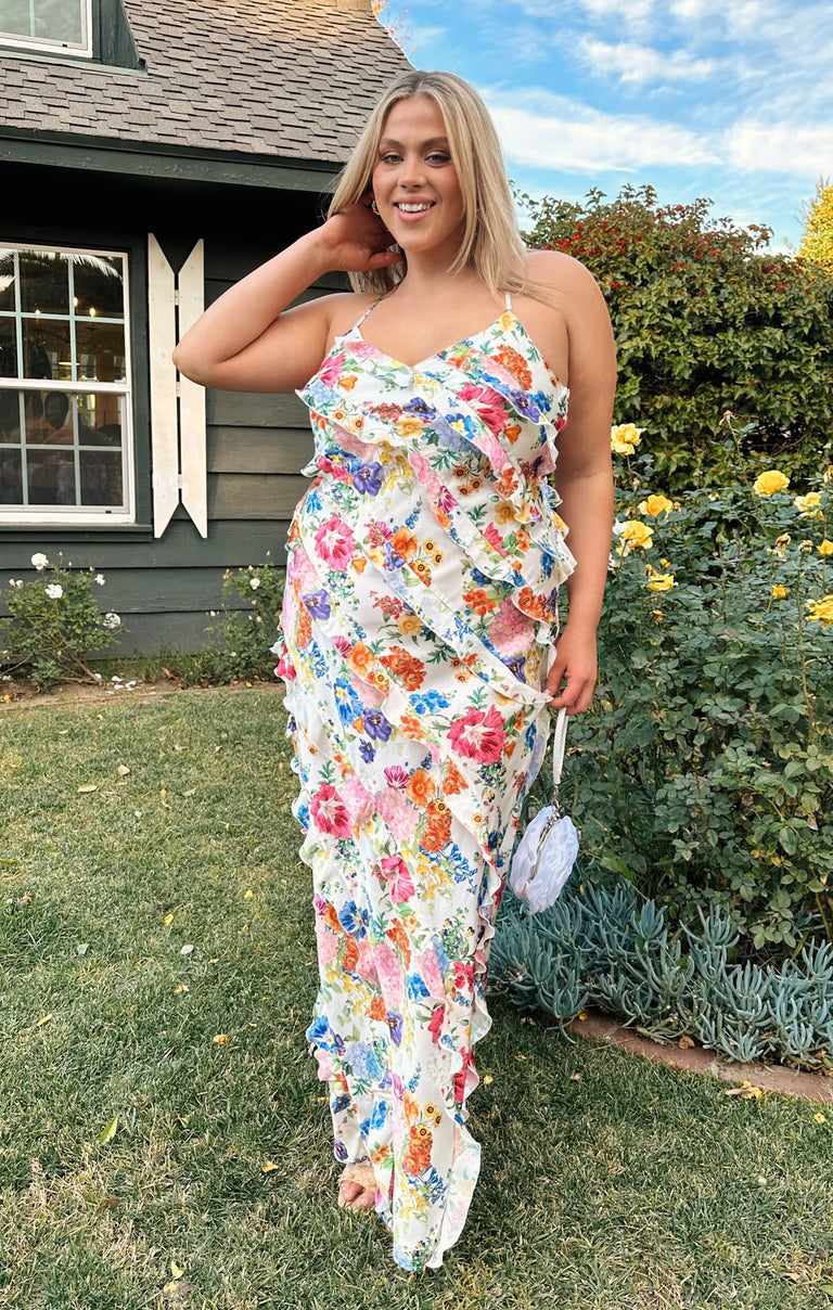 Romance Ruffle Dress ~ Ivory Botanical Floral – Show Me Your Mumu