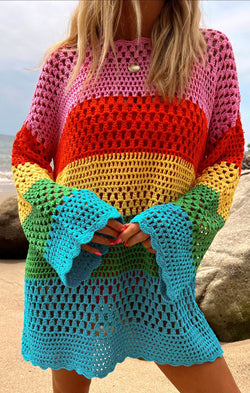 Paula Pullover ~ Bright Stripe Crochet