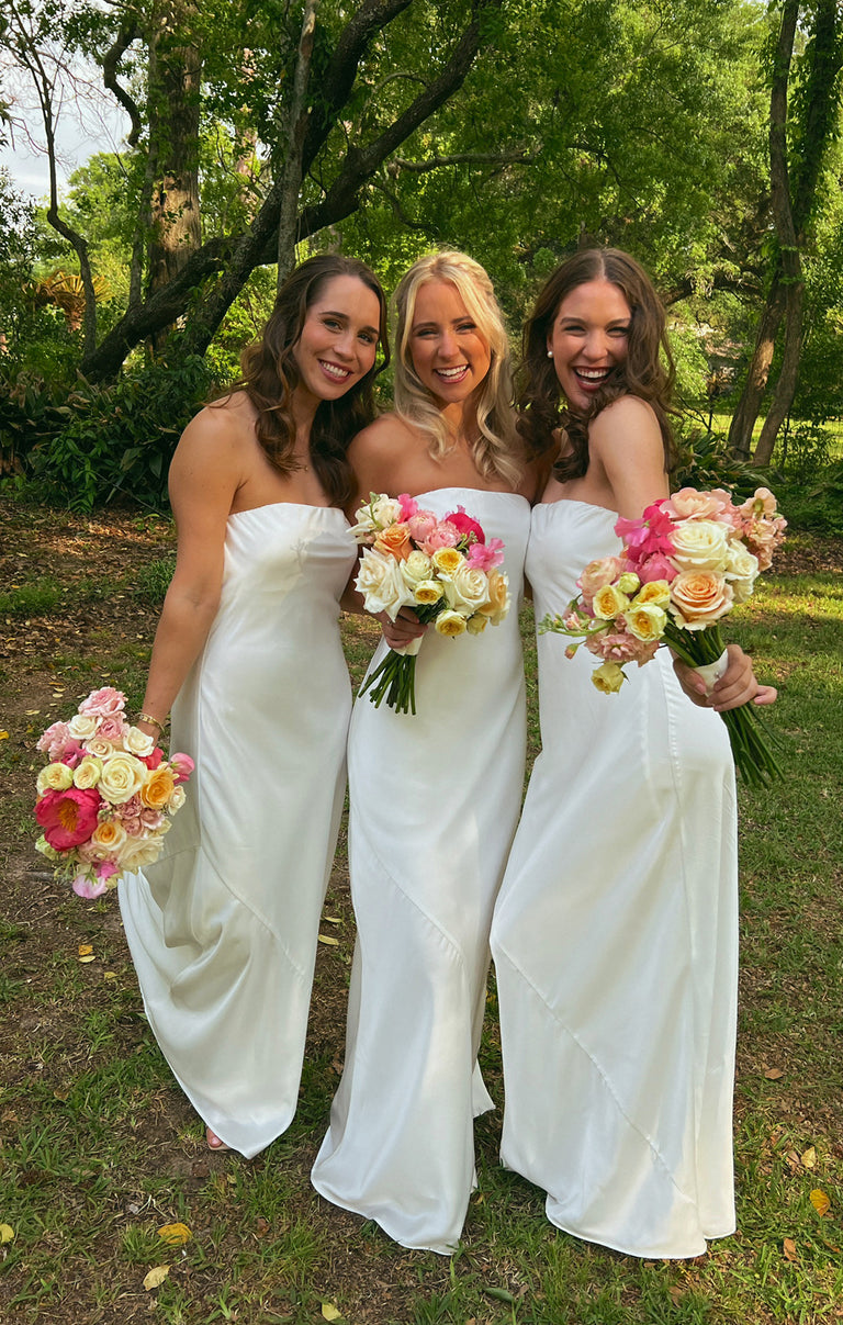 Taylor Tube Maxi Dress, in Ivory Luxe Satin, Size: Large | Show Me Your Mumu | Bridesmaid Dresses