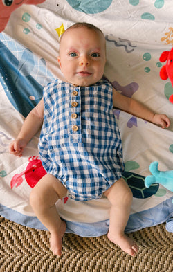 Rowan Onesie ~ Blue Bounty Gingham