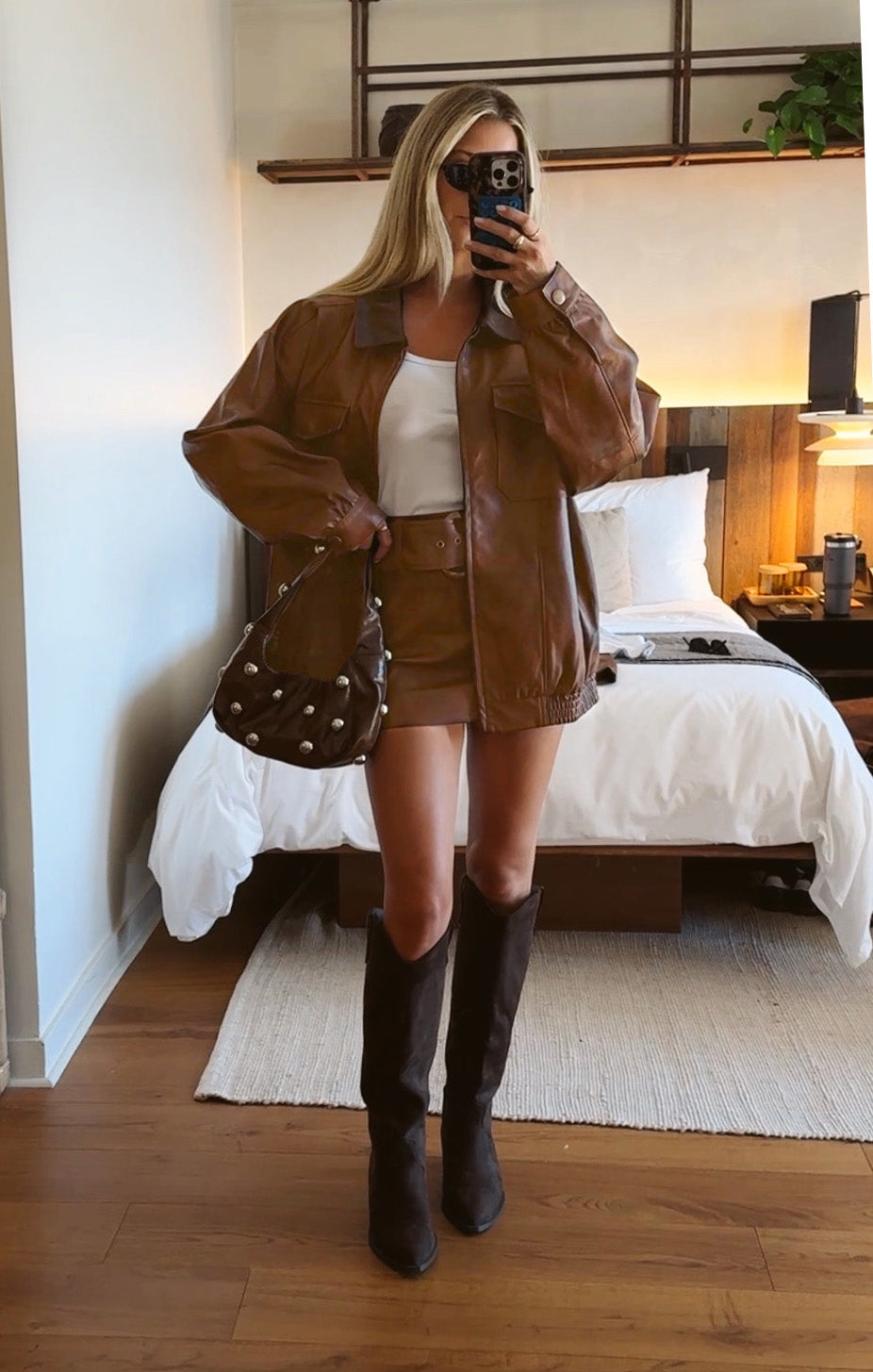 Maverick Mini Skirt ~ Chestnut Brown Faux Leather
