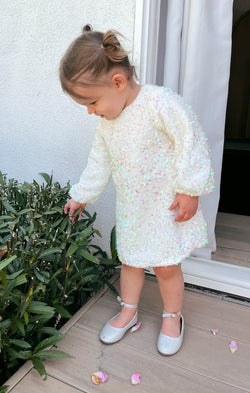Once Upon A Time Dress ~ White Iridescent Sequins