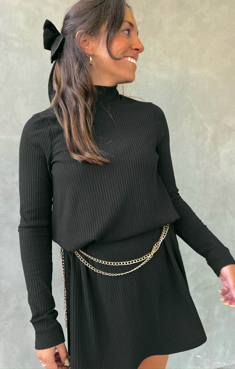 Tammy Turtleneck Dress Winter Rib Black Show Me Your Mumu Tammy Turtleneck Dress Winter Rib Black Show Me Your Mumu