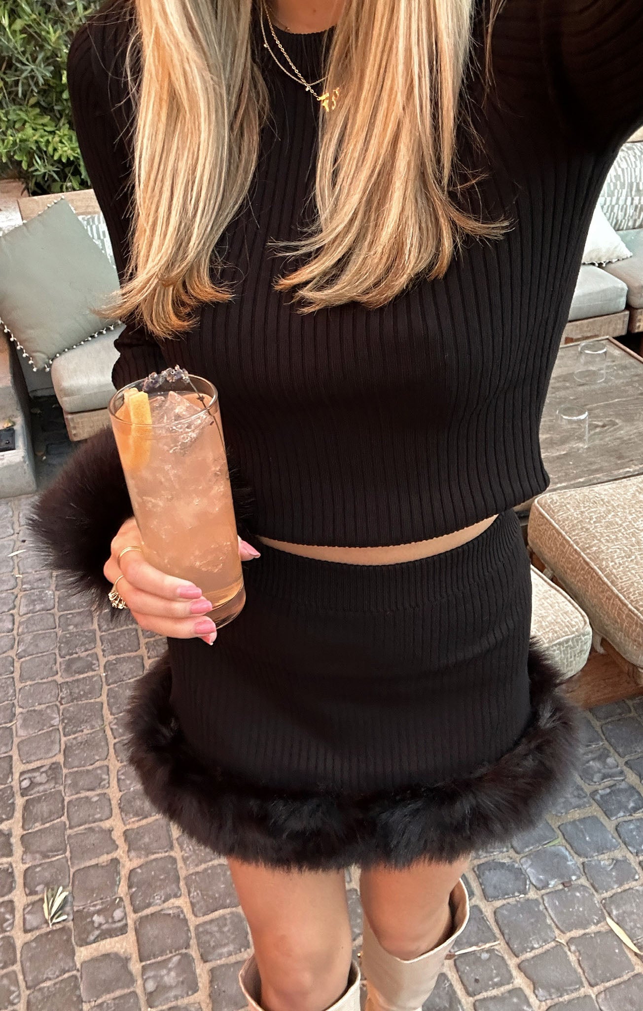 Fran Mini Skirt ~ Black Knit with Faux Fur – Show Me Your Mumu