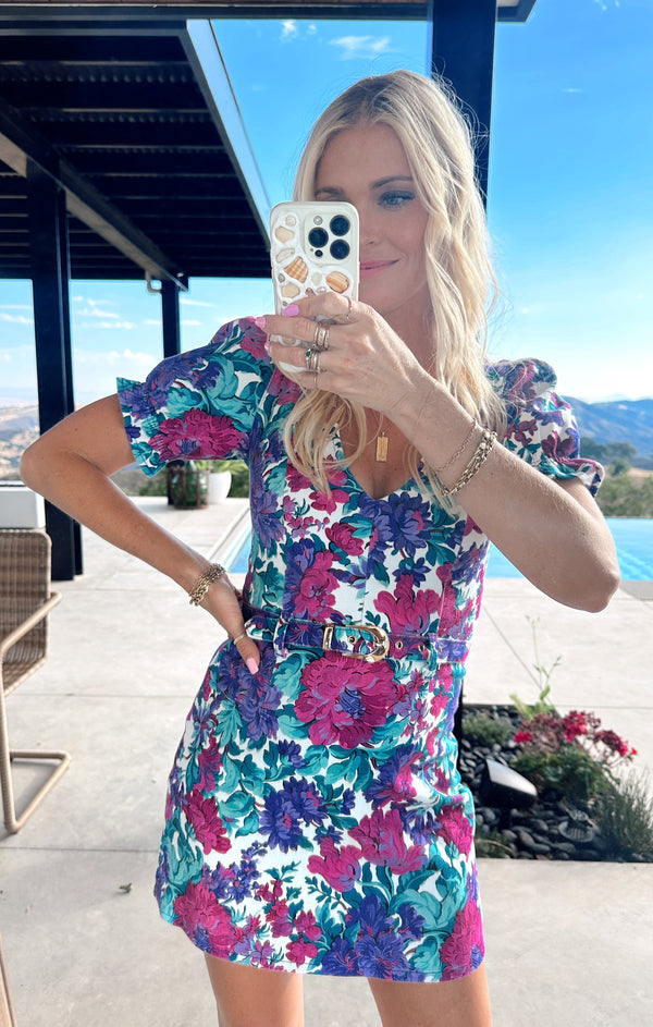 Zia Mini Dress ~ Magenta Blooms Denim – Show Me Your Mumu