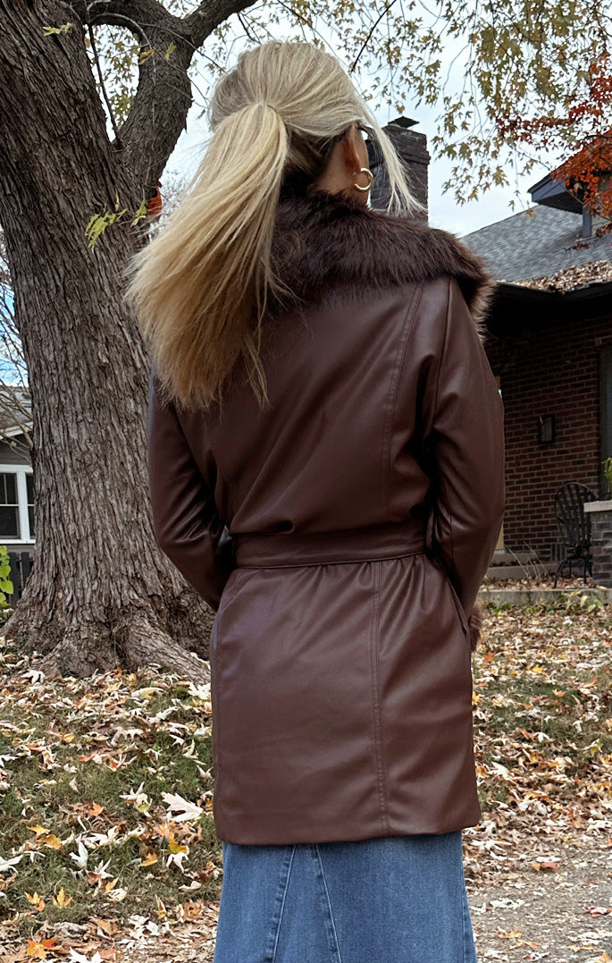 Penny Lane Coat ~ Black Faux Leather with Faux Fur – Show Me Your Mumu