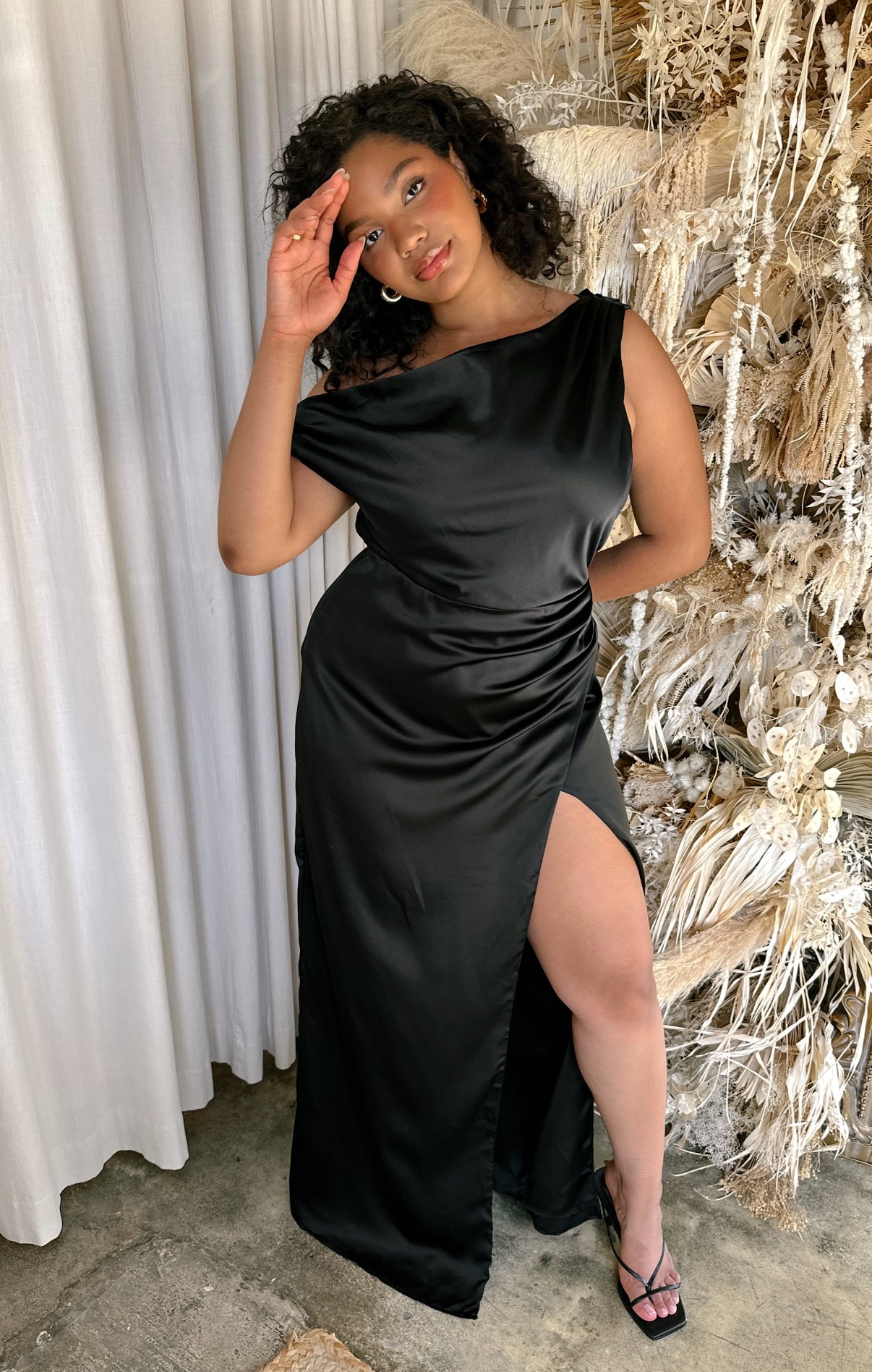 Silky Satin High Neck Long Sleeve Cutout Party Mini Dress - Black –  Rosedress