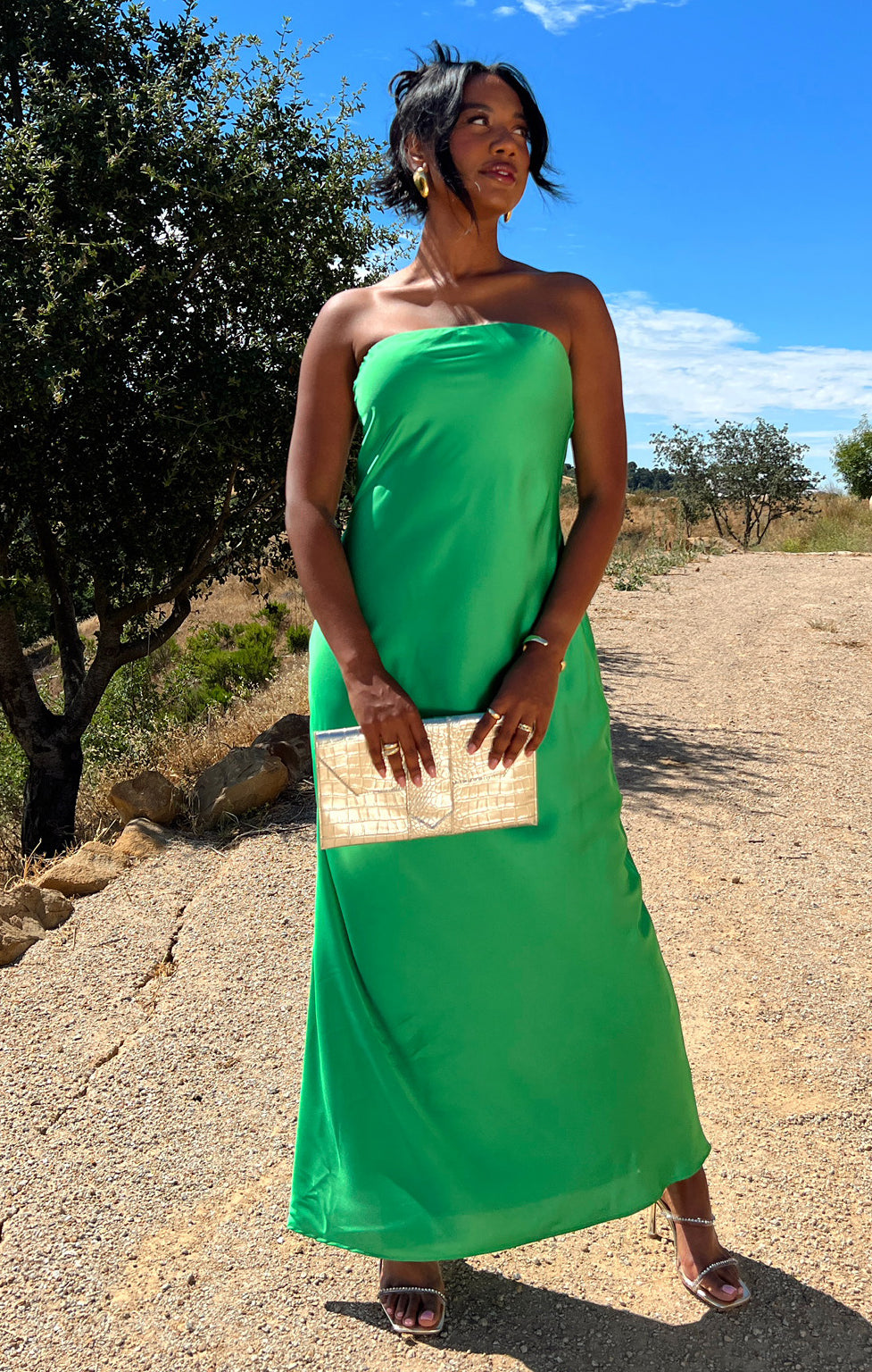 Taylor Tube Dress ~ Clover Green Luxe Satin – Show Me Your Mumu