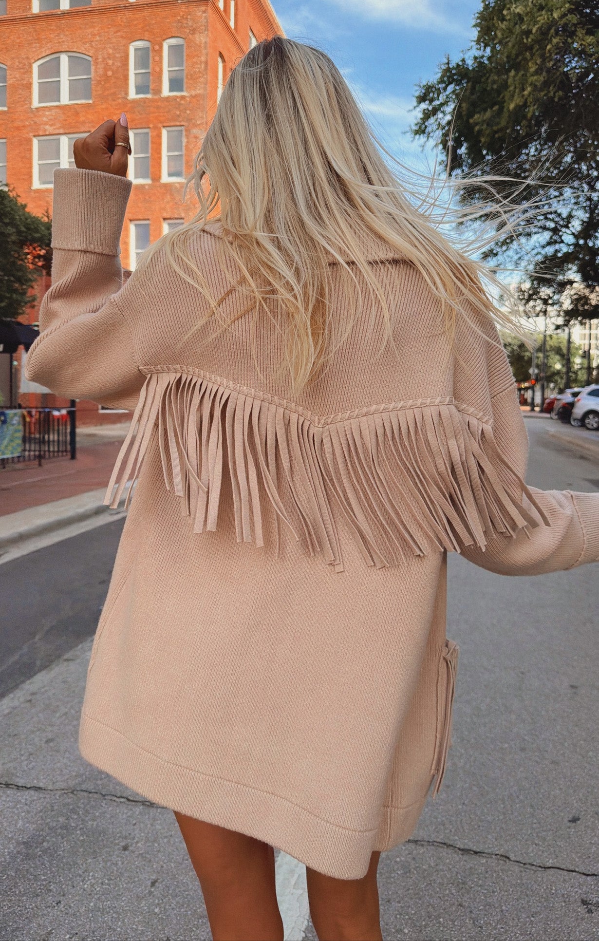Santa Barbara Jacket ~ Tan Knit Fringe