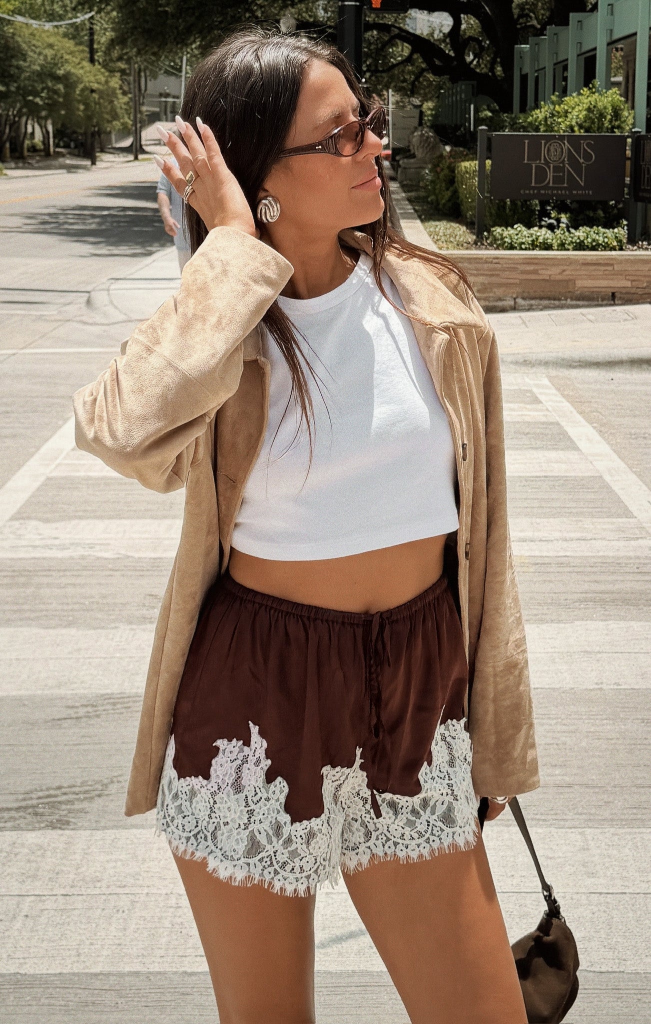 Sandra Shorts ~ Chocolate Satin with Lace Trim – Show Me Your Mumu