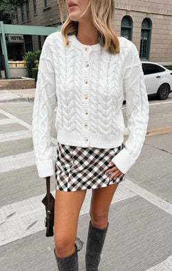 Chimney Cardigan ~ Cream Cable Knit