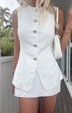 Leighton Vest Top ~ White Linen