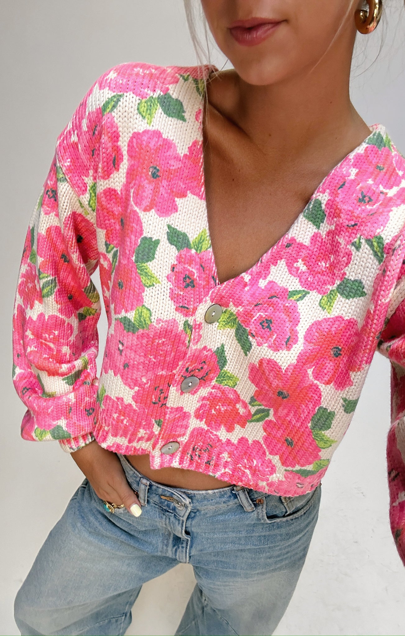 トップス Mame / Double Face Floral Detail Knitted Clemmie Cardi ~ Pink Floral Soiree Knit – Show Me Your Mumu