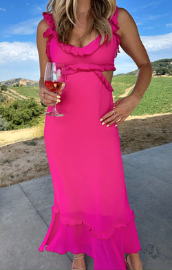 Lane Midi Dress ~ Pink Chiffon