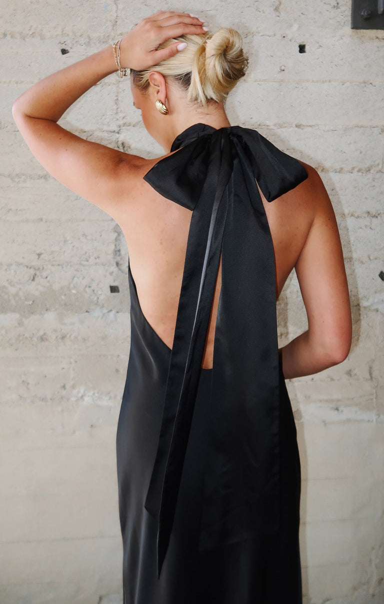 Lisa Maxi Dress, in Black Luxe Satin | Show Me Your Mumu | Bridesmaid Dresses & Wedding Attendee Dress Lisa Maxi Dress, in Black Luxe Satin | Show Me Your Mumu | Bridesmaid Dresses & Wedding Attendee Dress