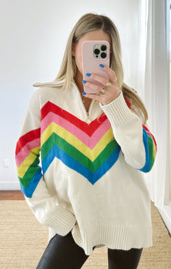 Weston Half Zip Pullover ~ Rainbow Slope Knit
