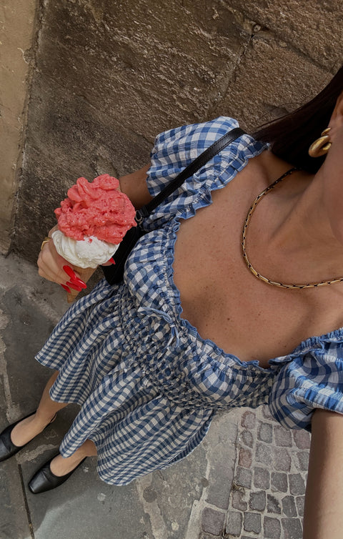 Esme Mini Dress ~ Blue Bounty Gingham – Show Me Your Mumu