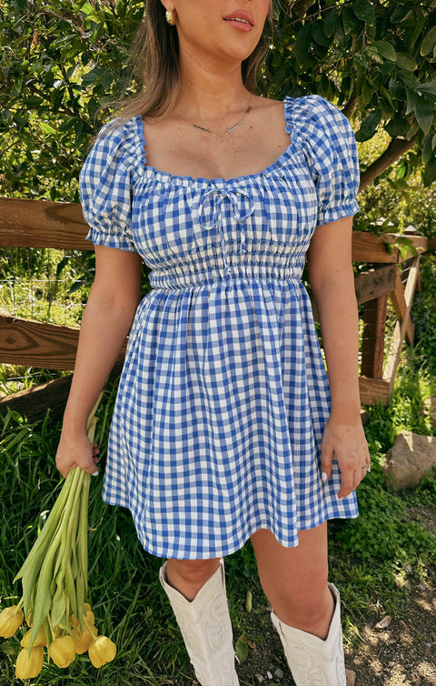 Esme Mini Dress ~ Blue Bounty Gingham – Show Me Your Mumu Esme Mini Dress ~ Blue Bounty Gingham – Show Me Your Mumu