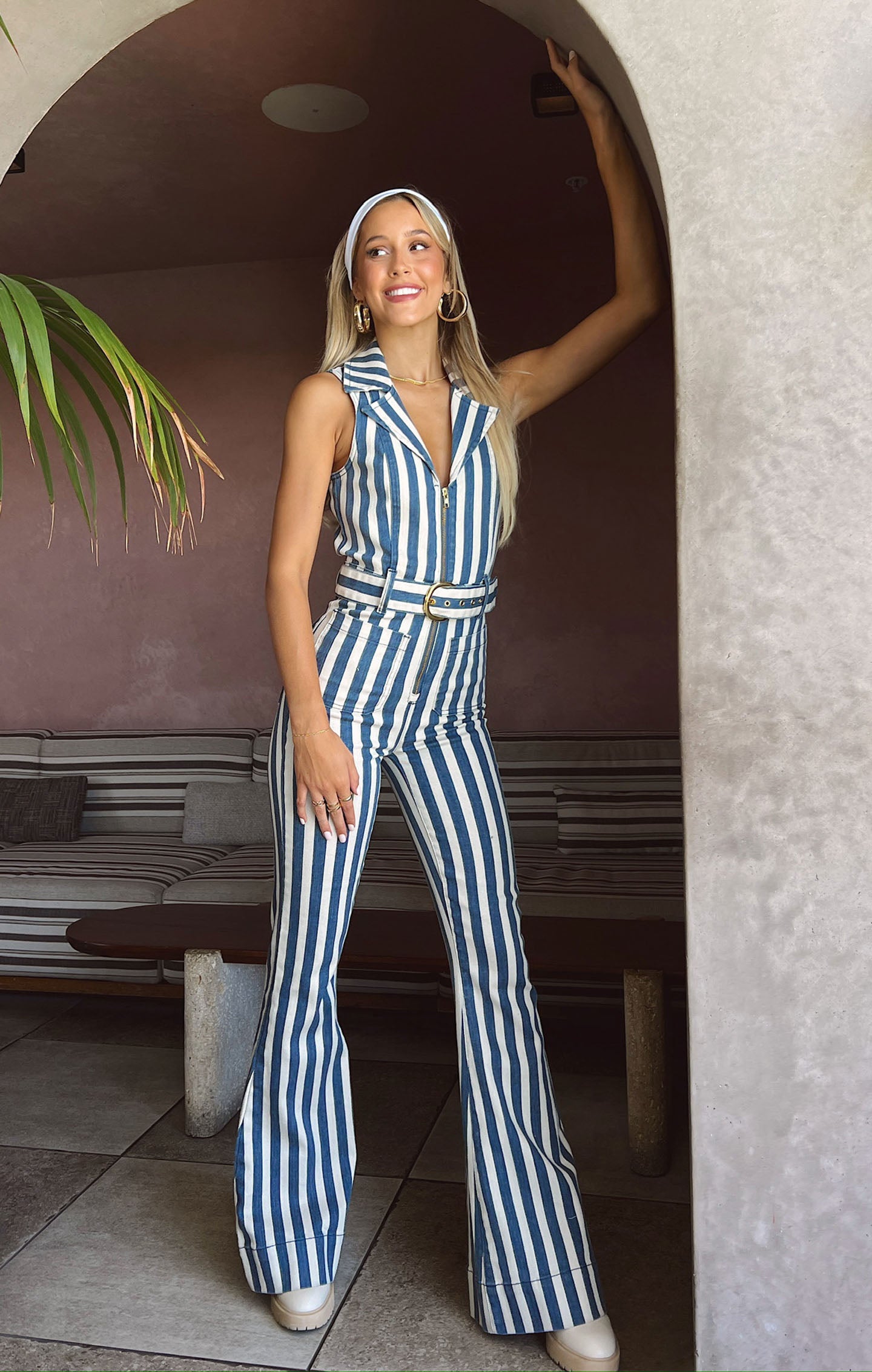 Blue Blush Light Blue Tie Front Jumpsuit- Size S – The Saved Collection