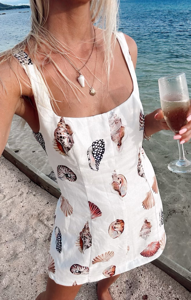 Steph Mini Dress, in Shell Linen, Size: XS | Show Me Your Mumu Steph Mini Dress, in Shell Linen, Size: XS | Show Me Your Mumu
