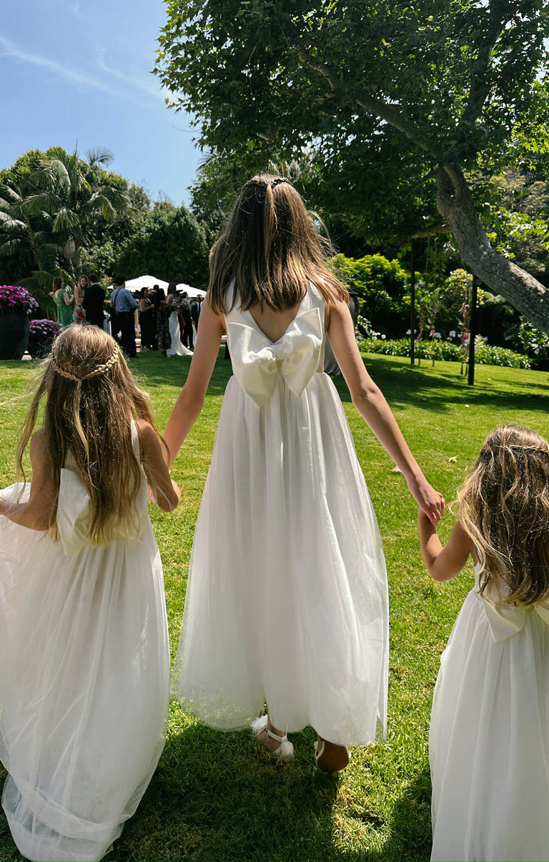 Flower Girl Dress, in White Taffeta, Size: 2T