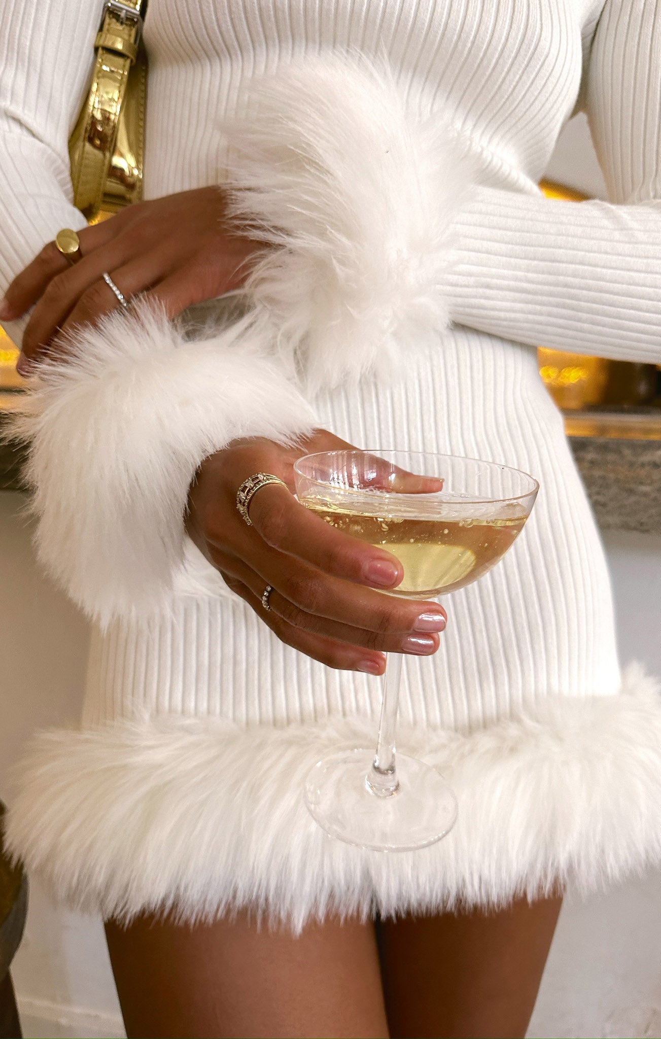 Fran Top ~ White Knit with Faux Fur – Show Me Your Mumu
