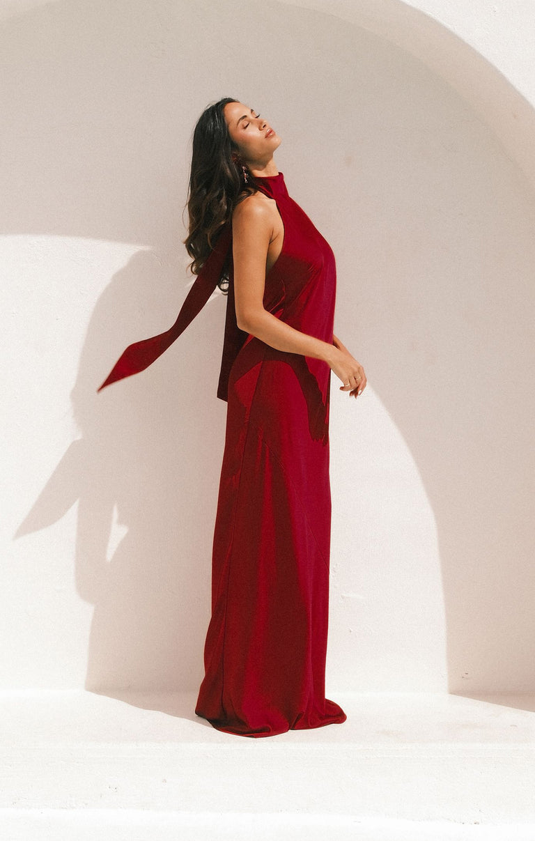 cranberry maxi dress Lisa Maxi Dress, in Cranberry Luxe Satin, Size: XL | Show Me Your Mumu