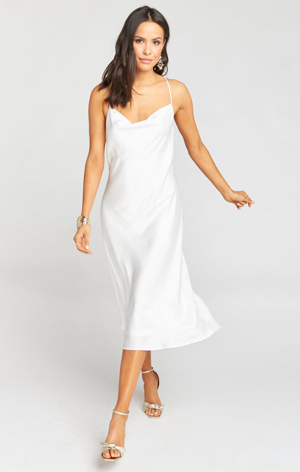 Verona Cowl Dress ~ Ivory Luxe Satin – Show Me Your Mumu