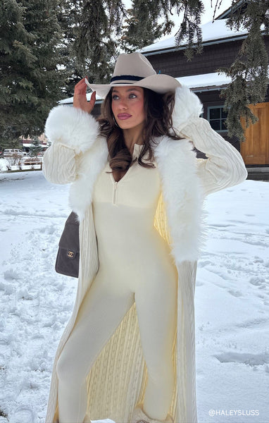 Stormi Cardigan ~ Snow Cable Knit with Faux Fur – Show Me Your Mumu