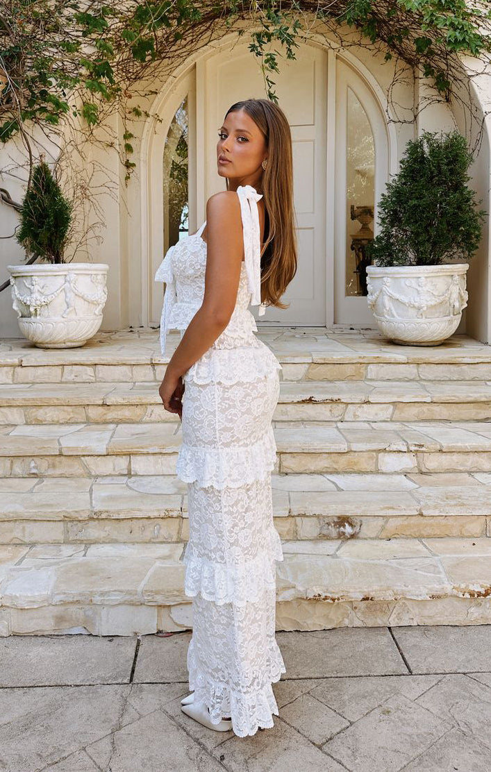 Monique Tie Maxi Dress ~ White Forever Lace – Show Me Your Mumu