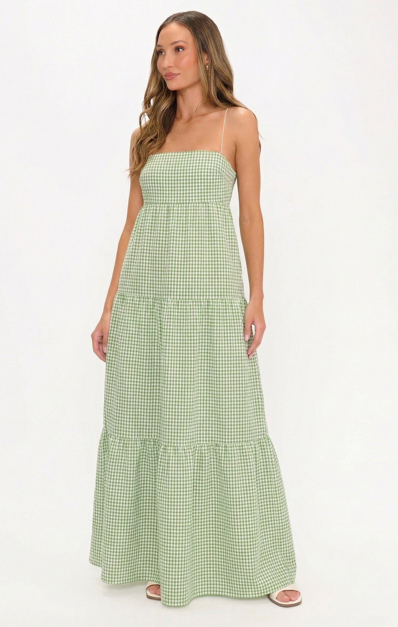 Long Weekend Maxi Dress, in Field Green Gingham, Size: XL