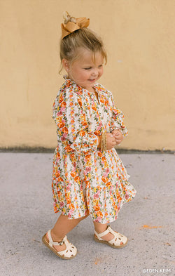 Little Birdie Dress ~ Hillside Stripe Floral