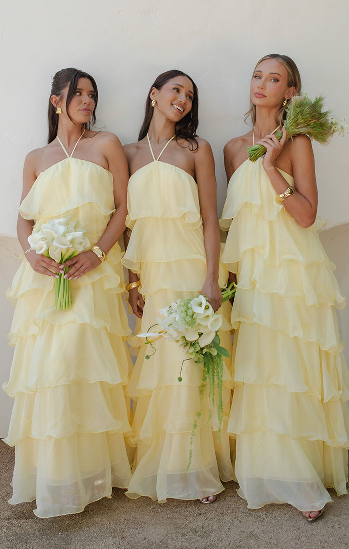 Kelsey Maxi Dress, in Pale Yellow Chiffon, Size: XS | Show Me Your Mumu