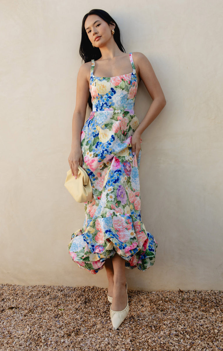Rebecca Midi Dress, in Flower Shop Taffeta, Size: Large | Show Me Your Mumu