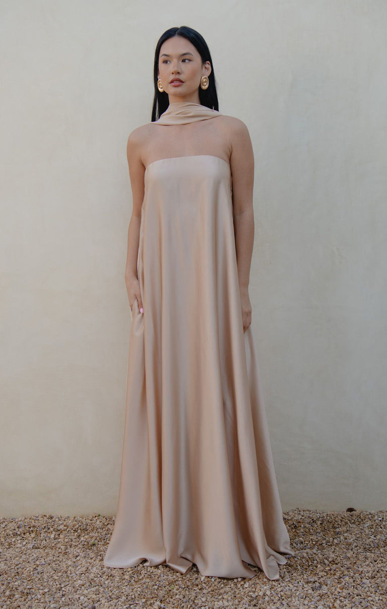 Tinsley Tube Dress, in Champagne Luxe Satin, Size: Small | Show Me Your Mumu | Bridesmaid Dresses Tinsley Tube Dress, in Champagne Luxe Satin, Size: Small | Show Me Your Mumu | Bridesmaid Dresses