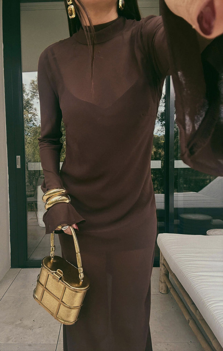 Brandi Maxi Dress ~ Chocolate Chiffon