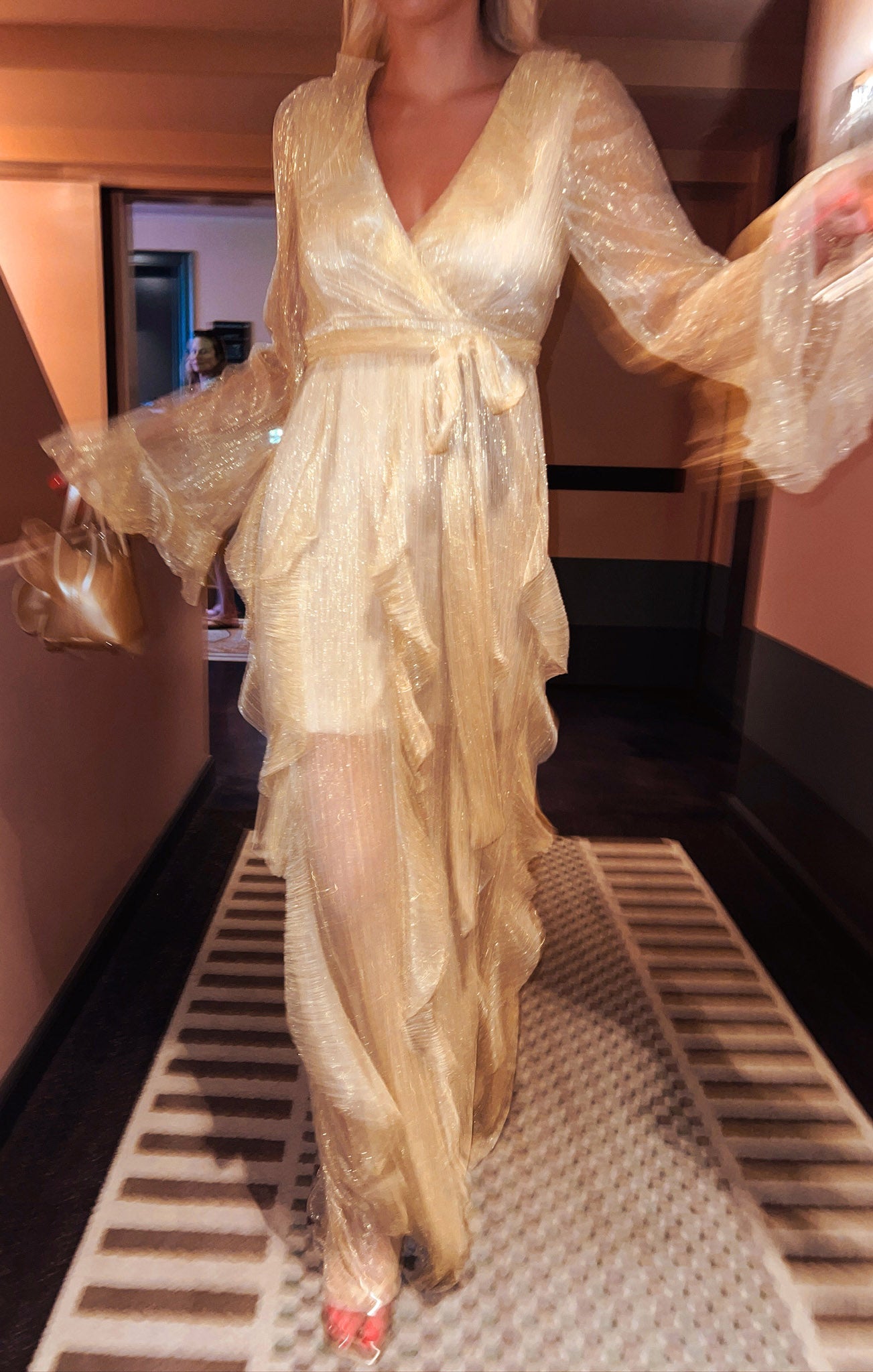 Jenny Ruffle Maxi Dress, in Gold Glimmer, Size: XS | Show Me Your Mumu | Wedding Attendee Dress Jenny Ruffle Maxi Dress, in Gold Glimmer, Size: XS | Show Me Your Mumu | Wedding Attendee Dress