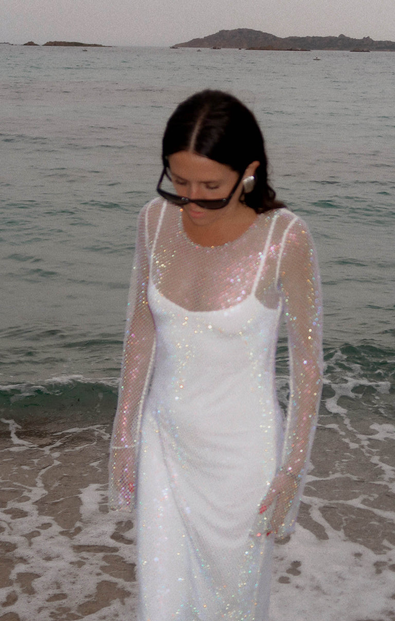 Iconic Maxi Dress, in White Glitz, Size: XS