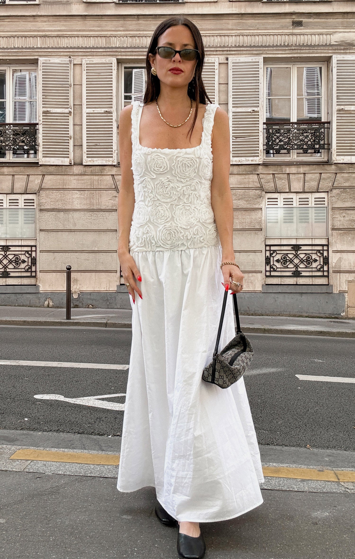 Bradshaw Maxi Dress ~ Rosette Mesh White – Show Me Your Mumu