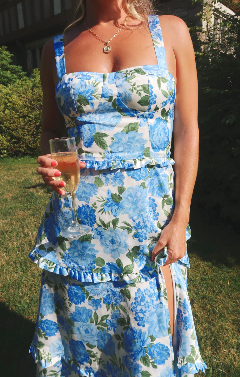 Lady Corset Dress, in Cottage Floral Blue | Show Me Your Mumu | Bridesmaid Dresses & Wedding Attendee Dress Lady Corset Dress, in Cottage Floral Blue | Show Me Your Mumu | Bridesmaid Dresses & Wedding Attendee Dress